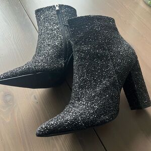 Glittery Black Ankle Boots